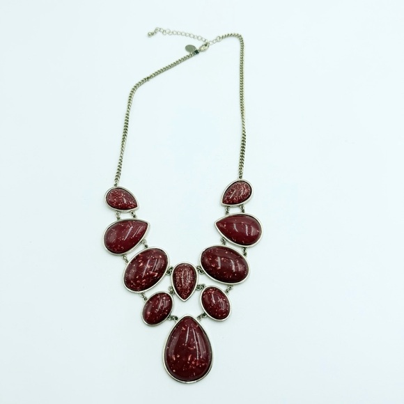 Wine Bib Acrylic Beaded Gold Toned Statement Necklace Chain - Picture 2 of 10